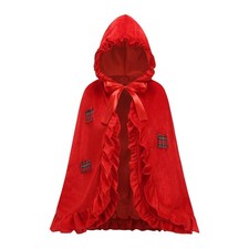 Adult Little Red Riding Hood Hooded Velvet Cape Cloak for Halloween 27.6  