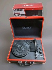Victrola Portable 3-Speed Red Suitcase Turntable w Speakers  Bluetooth VSC550BT