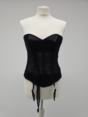 Obsessive Korsett / Corsage   Schwarz mit Spitze & Strapshaltern