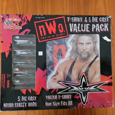 Rare Vintage Racing Kevin Nash WCW NWO T-Shirt & 5 Diecast Nitro pack 1999 MIB