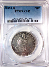 1852-O SEATED LIBERTY HALF DOLLAR 50c COIN NEW ORLEANS MINT PCGS EXTREMELY RARE