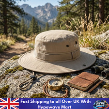 Mens Outdoor Sun Hat Bucket Safari Bush Boonie Hiking Fishing Cap Wide Brim
