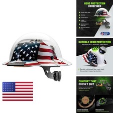 Lift Dax Fiber Resin Full Brim Safety Helmet/Hard Hat, American Flag
