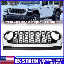 Bright White Rubicon Style Grille For 2018-2024 Jeep Wrangler JL & Gladiator JT
