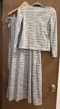 Vintage 70s ILGWU Two Piece Set Space Dye Knit Top  Maxi Wrap Skirt Multi Color