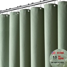 Fabric Shower Curtain, Waffle Textured 72"W x 96"L Pack of 1 A. Sage Green