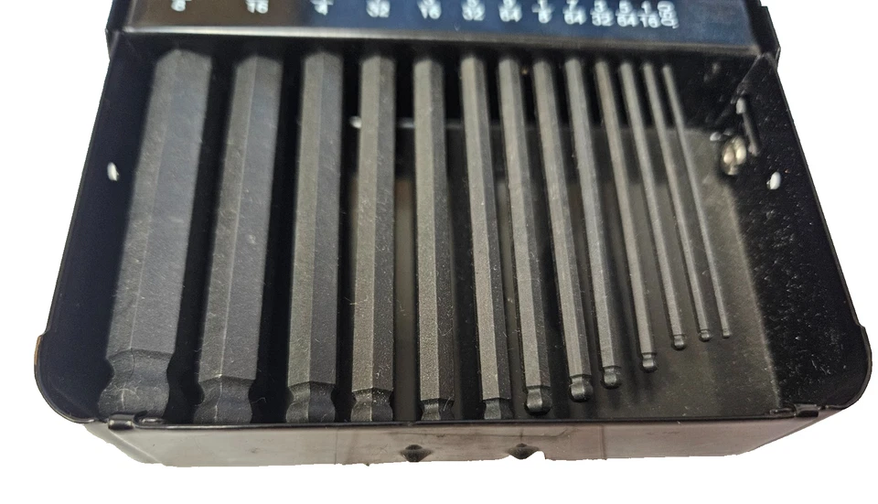 10933 Bondhus 13 pc .050"-3/8" Long-Arm Hex Key Ball End L Wrench Set Metal Case - Image 3 of 4