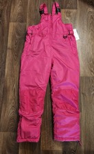 Cherokee Bib Snow Pants Youth Pink Reinforced Knees Adjustable Pockets Sz-12/14