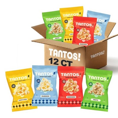 Tantos Puffed Pasta Chips Variety Pack Pesto, Marinara, Cacio e Pepe, Classic...