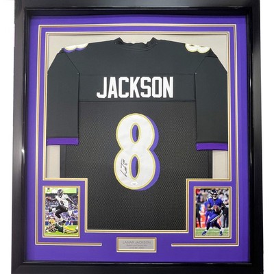 デスコア The Raven Autarchy / 3枚セット サイン入り FRAMED Autographed/Signed LAMAR JACKSON 33x42 Baltimore Black