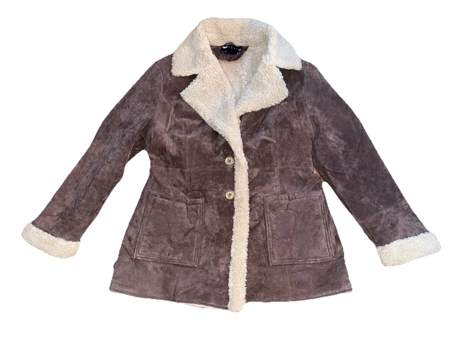 ASOS LUXE real suede ruched waist aviator coat jacket brown Sz 14 NWOT
Opens in a new window or tab