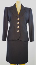 Vintage 1980s YSL Rive Gauche Black Suit w/Horn buttons, made France FR 40 US 8