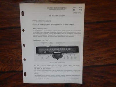 1965 Pontiac Electro-Cruise Speedometer United Motors AC Service Bulletins 3D-27