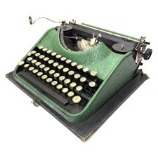 RARE 1930 Green Barr Morse Portable Typewriter Classic Art Deco Ithaca NY Vtg thumbnail