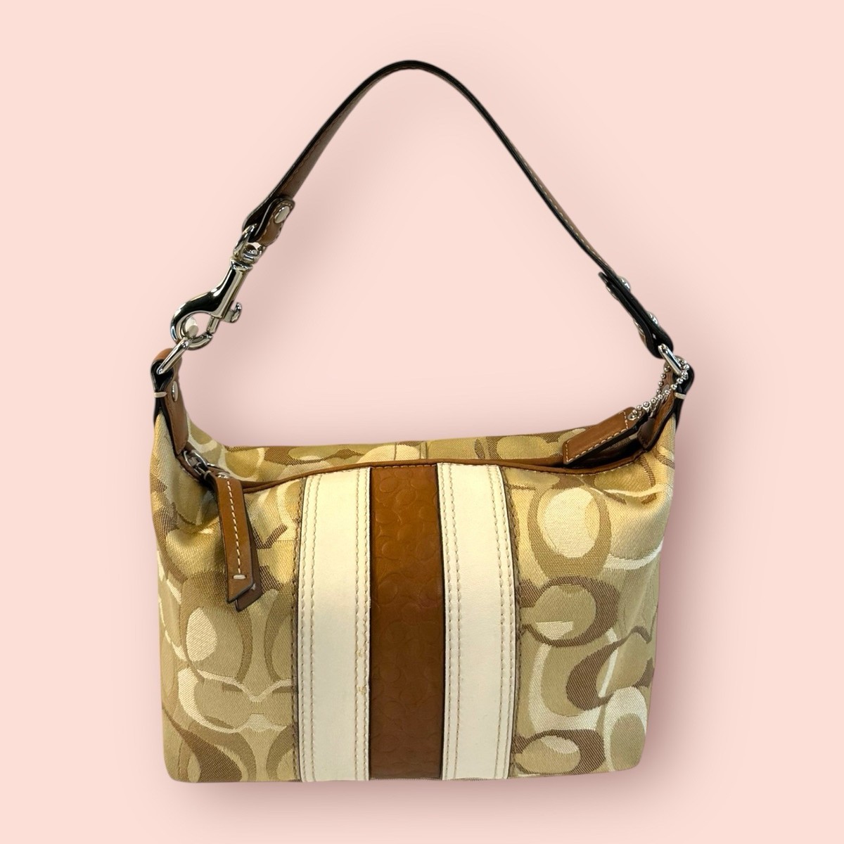 COACH Y2K Vintage Optic Art Signature Stripe Mini Hobo Top Handle