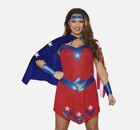 American Superhero Dress Cape Costume Woman Adult Size Medium 8 - 10 NEW!