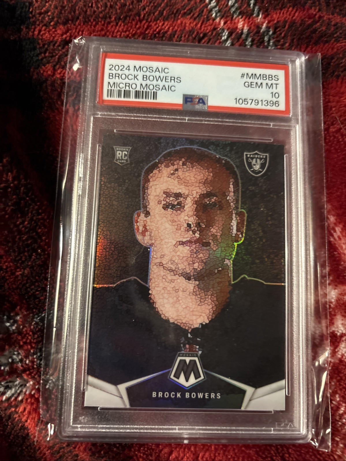 2024 PANINI MOSAIC BROCK BOWERS MICRO MOSAIC #MMBBS  ROOKIE CARD PSA 10 RC 🔥