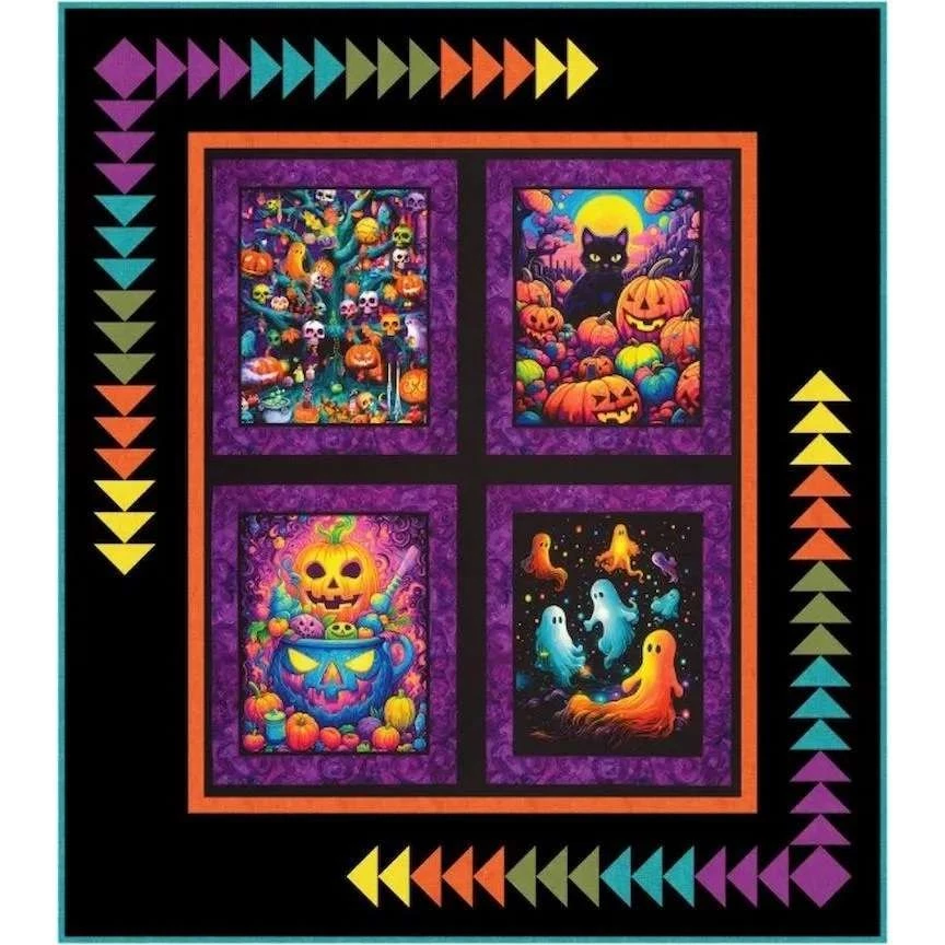Quilt Kit - Bright Frights - 52" X 59" Halloween Panel Throw Quilt - Top & Bind