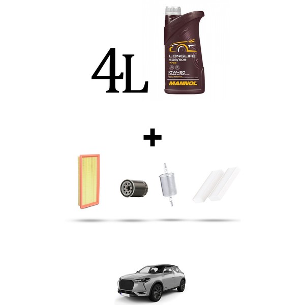 Hoffcar Wartungsset 4 Filter Und 4L ÖL FüR Ds3 Crossback 1.2 Puretech 74KW-image
