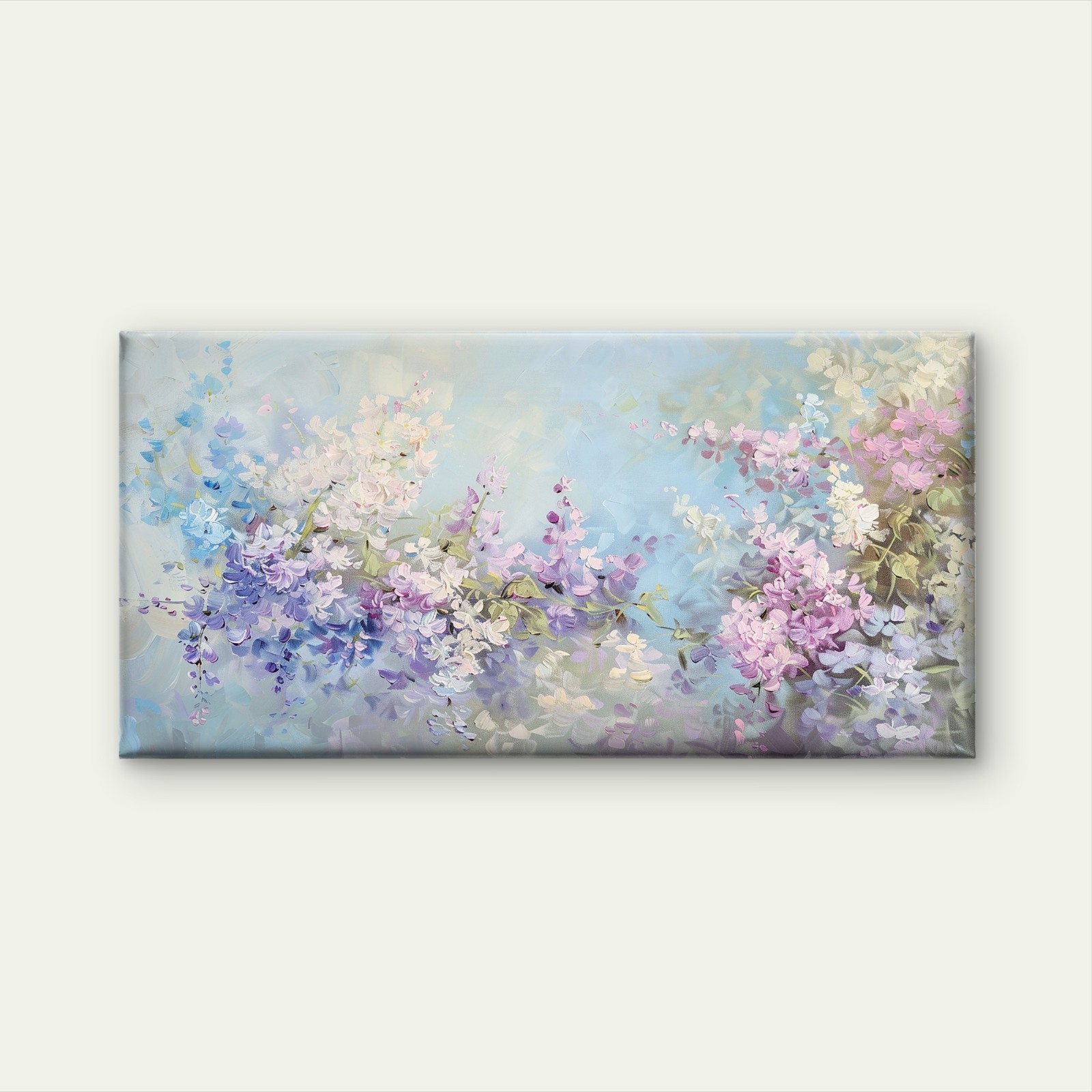 Purple Wisteria Floral Painting Wall Art Canvas Office Home Room Framed 120x60cm