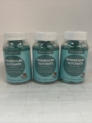 3x Tinies Bers Magnesium Glycinate 500mg Gummies 60ct blueberry EXP 03/27