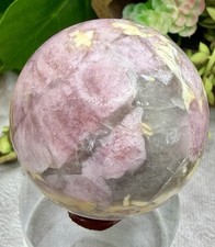 Crystal 49mm Pink Tourmaline Quartz Sphere Orb Ball Globe