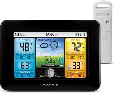 AcuRite Wireless Home Weather Station with Black - Full Color Display, 