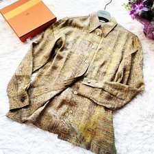 Hermes Silk Openwork Embroidered Shirt Blouse Size 36