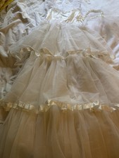La Mendola White Tulle Lace Trim Bridal Slip Nylon Size 8/10-14