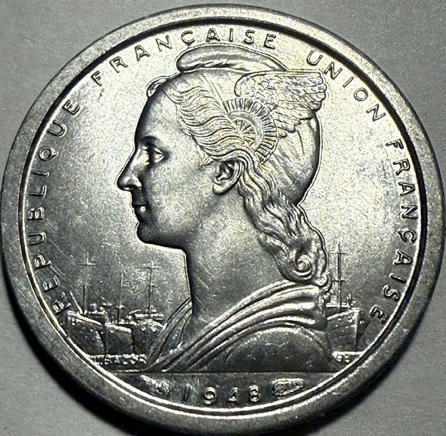 ST. PIERRE & MIQUELON - One Franc - 1948 - Km-1 - BU - FREE USA Shipping!