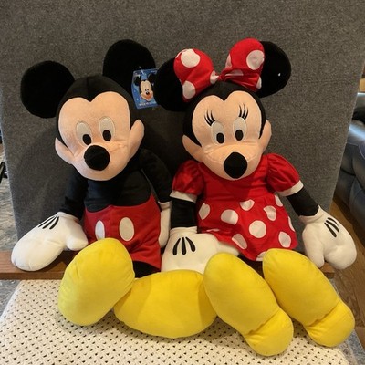 Disney Mickey & Minnie Mouse Jumbo Stuffed Animal Plush Toy Set 30 Inches Tall