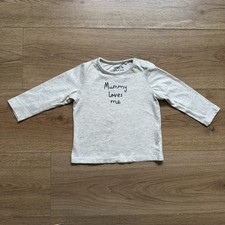 TU Baby &ldquo;Mummy Loves Me&rdquo; Grey Cotton Long Sleeve Top T-shirt 6-9 Months VGC