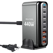 USB C Charger 440W GaN Fast Charger Block 8-Port PD3.0 Fast Charging Station ...