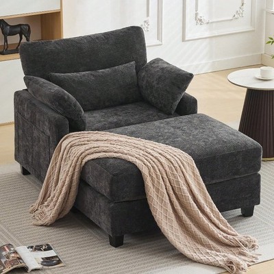 57.5'' Oversized Chaise Lounge Reading Chair with Ottoman & Sofa Bed Bedroom