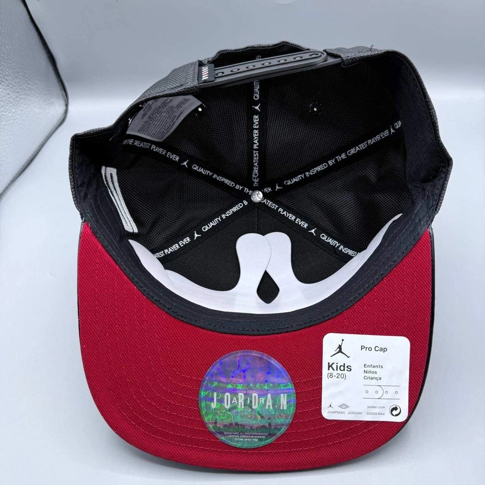 Air Jordan J11 Hat Kids 8-20 Black Red Jumpman Snap Back Pro Cap New - Image 2 of 4