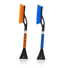  27" Car Snow Brush and Ice Scrapers for Car Windshield (2 Pack) Blue & Orange