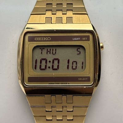 Neo Vintage Seiko F051-5010 Digital Quartz Watch Gold Tone Near