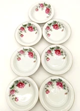 Vintage Kyoto China Set Of Seven 5.5" Peony Berry Dessert Bowls