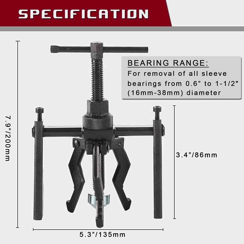 Bearing Puller 3-jaw Pilot Blind Set Bushing Gear Small Inner Internal Kit Tool - Picture 6 of 7