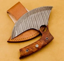 Handmade Pizza Cutter Damascus steel blade Ulu knife Traditional Alaskan knife