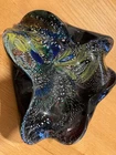 VTG Triangular Murano Style Colorful Speckled Glass Dish/Ashtray Black Bottom
