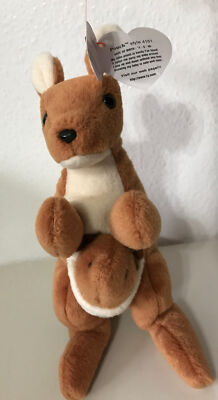 Ty Beanie Baby ''Pouch'' Kangaroo Retired,1996, PVC,Deutschland,Style 4161, Errors