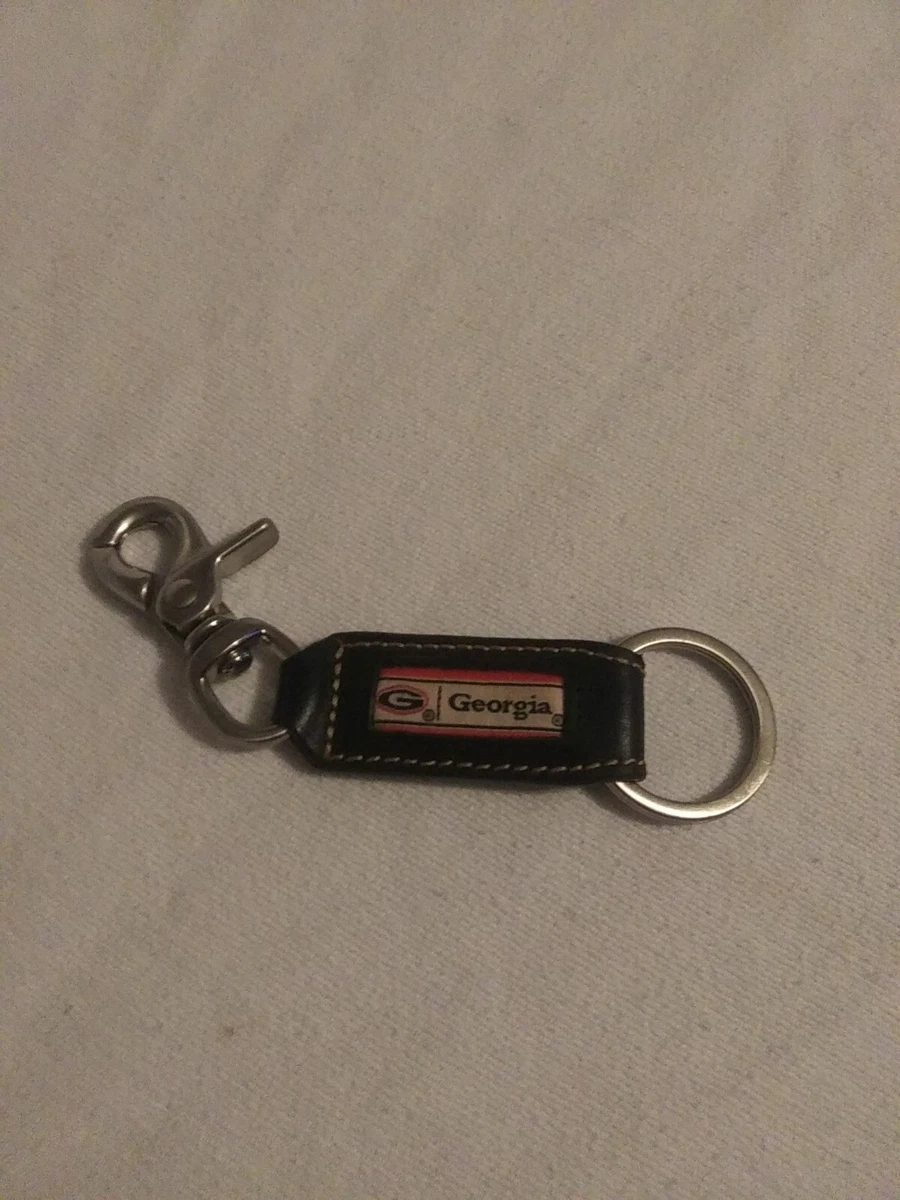 Genuine FOSSIL Keychain Fob Key Ring Georgia Bulldogs Logo Leather