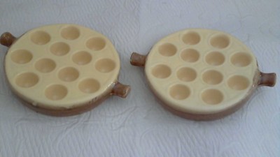 Depose Escargo/Appetizer Servers Ceramic Pottery France 12 Per Unit Set of 2 NEW