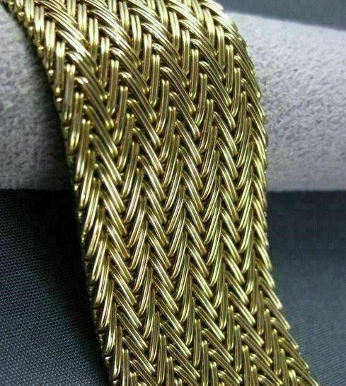 アクセサリー USED volume wide bracelet / size-FREE ANTIQUE WIDE 18KT YELLOW GOLD HAND CRAFTED WOVEN BRACELET