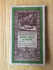 1928 Ordnance Survey Half Inch Road Cloth Map 40 Chatham , Margate And Hastings