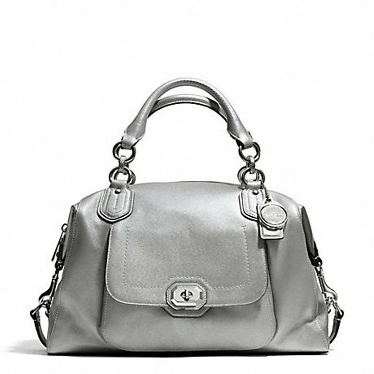 COACH Campbell Turnlock Leather Large Satchel F25508 - Platinum