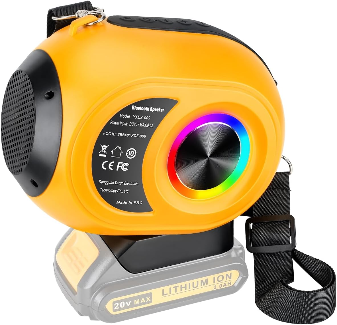 Portable Bluetooth Speaker for Dewalt 20V Battery with HD Sound and TWS Pairing-image