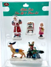FG Square Christmas Village 4 Piece Figurine Accessories North Pole Tree Lot Set