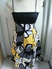 NINE WEST Woman Ladies Sun Dress Size 6 Black Yellow Gray Floral SO CUTE